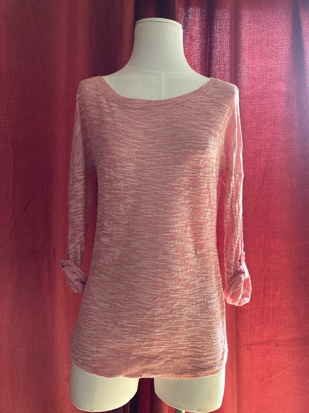 Express Light Pink Marled Boatneck Women's Top